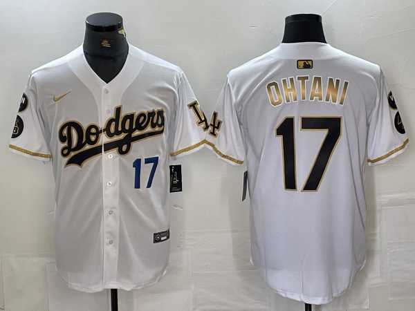 Mens Los Angeles Dodgers #17 Shohei Ohtani Number White Gold Fashion Stitched Cool Base Limited Jersey,We sell and wholesale Mens Los Angeles Dodgers #17 Shohei Ohtani Number White Gold Fashion Stitched Cool Base Limited Jersey on line form chian!